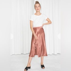 & Other Stories Duo Bow Slit Midi Skirt (Color Rust, Size US 4/EU 34)